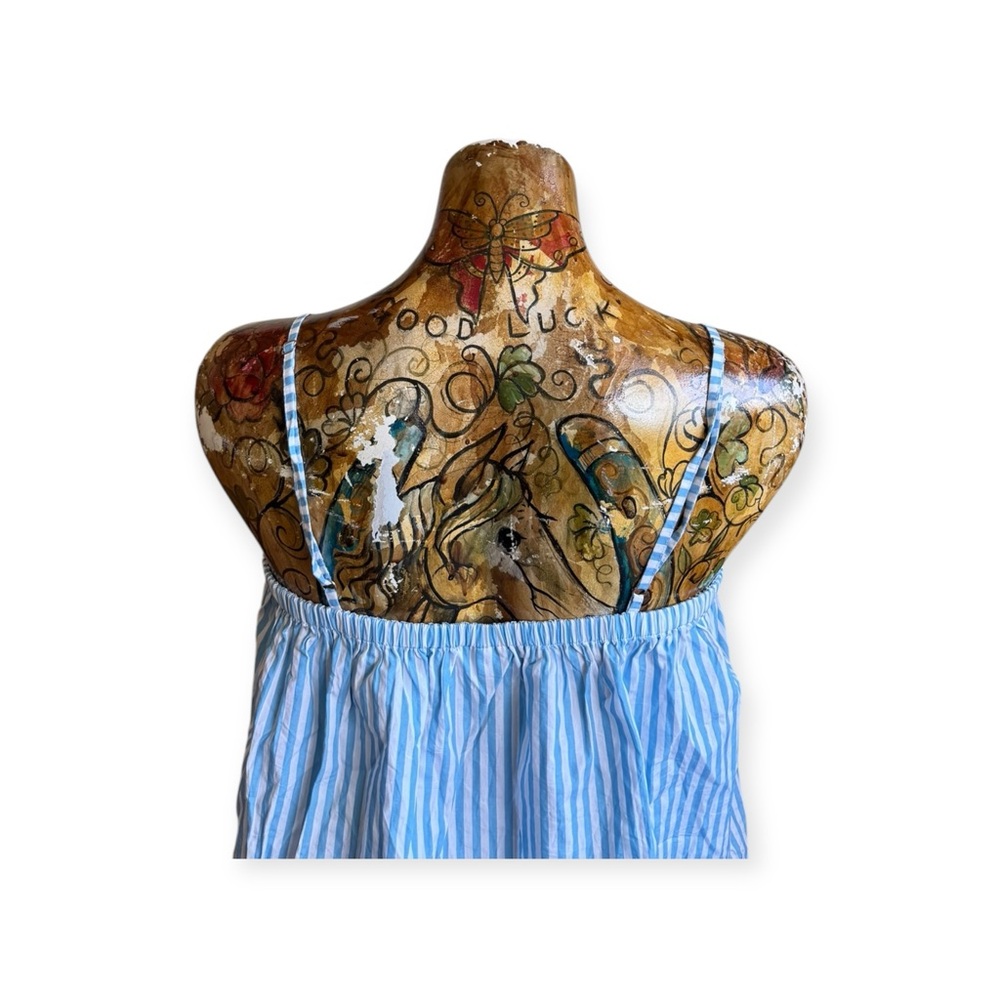 LAKE top sleeveless blue white striped small adjustable straps - Picture 5 of 9